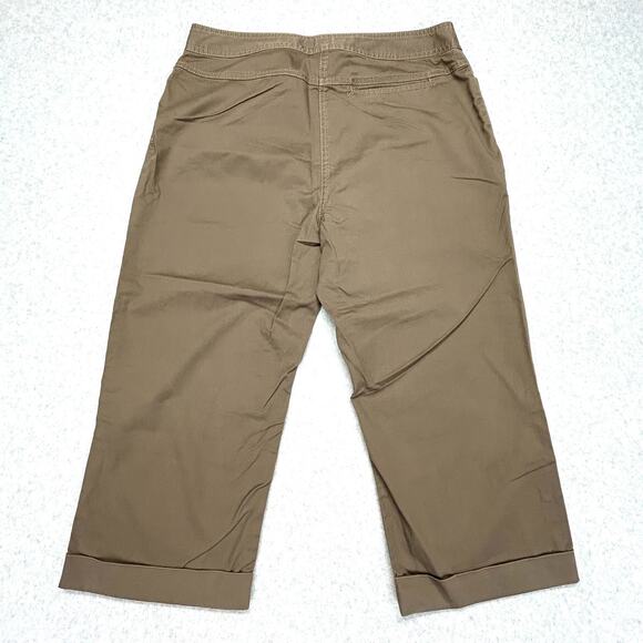 J Jill Capri Pants Womens 10 Brown Cropped Chino Below Waist Stretch Cotton Cuff - Picture 5 of 12